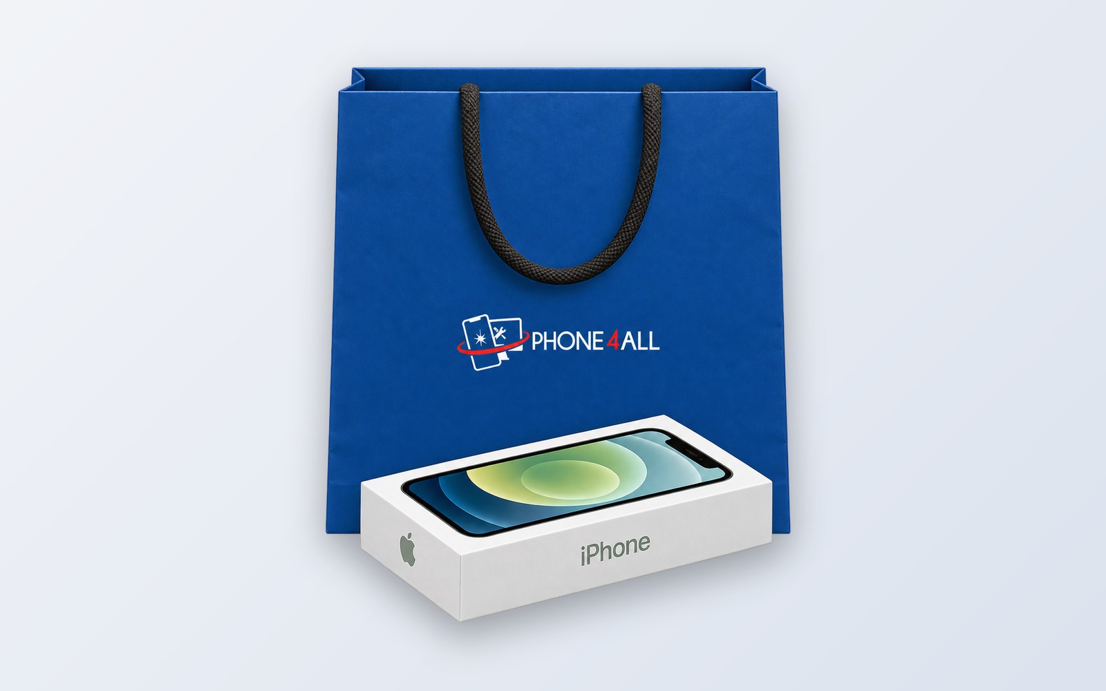 Phone4All tas met een nieuwe iPhone in de doos ervoor