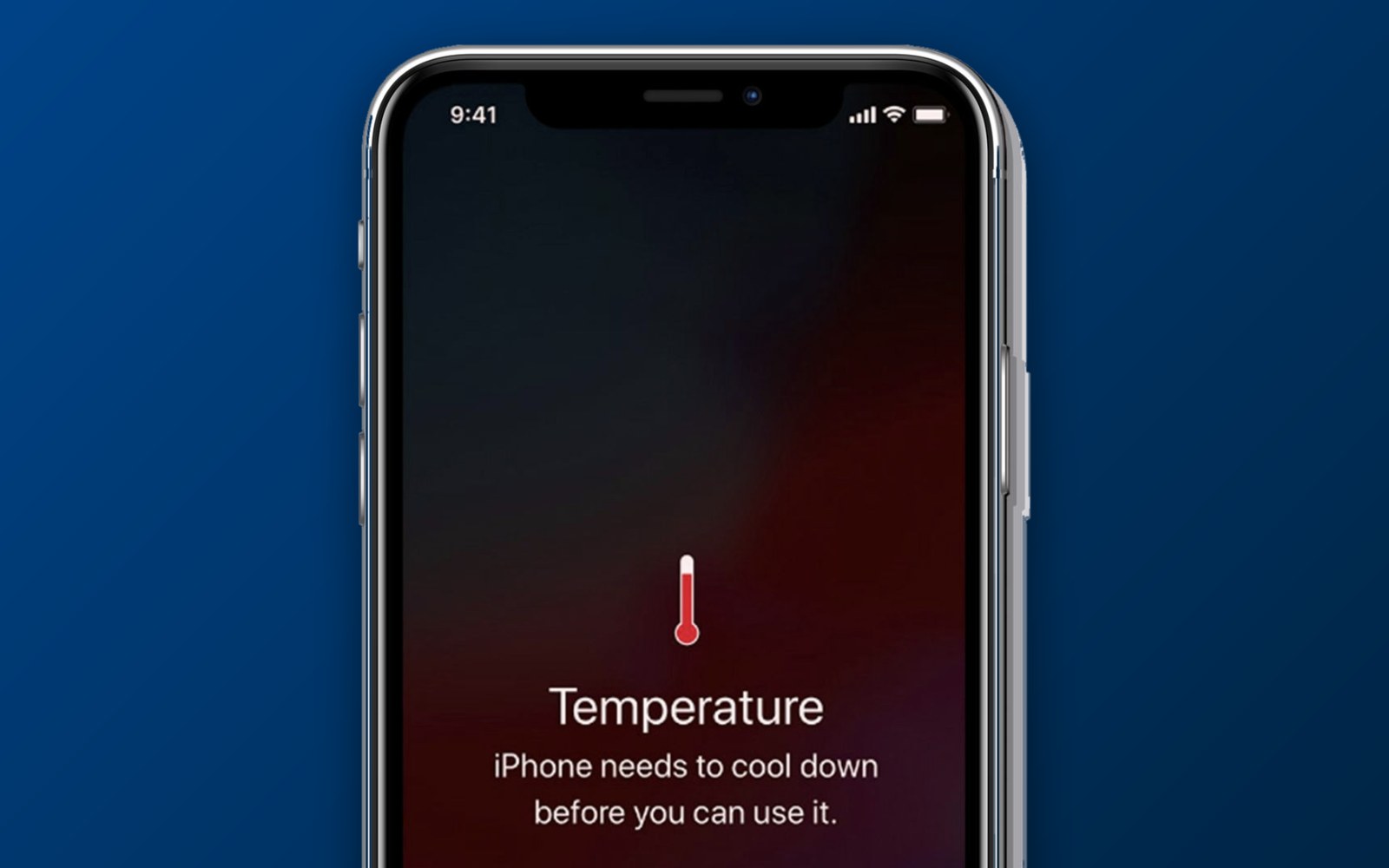 iPhone met de melding dat het toestel moet afkoelen