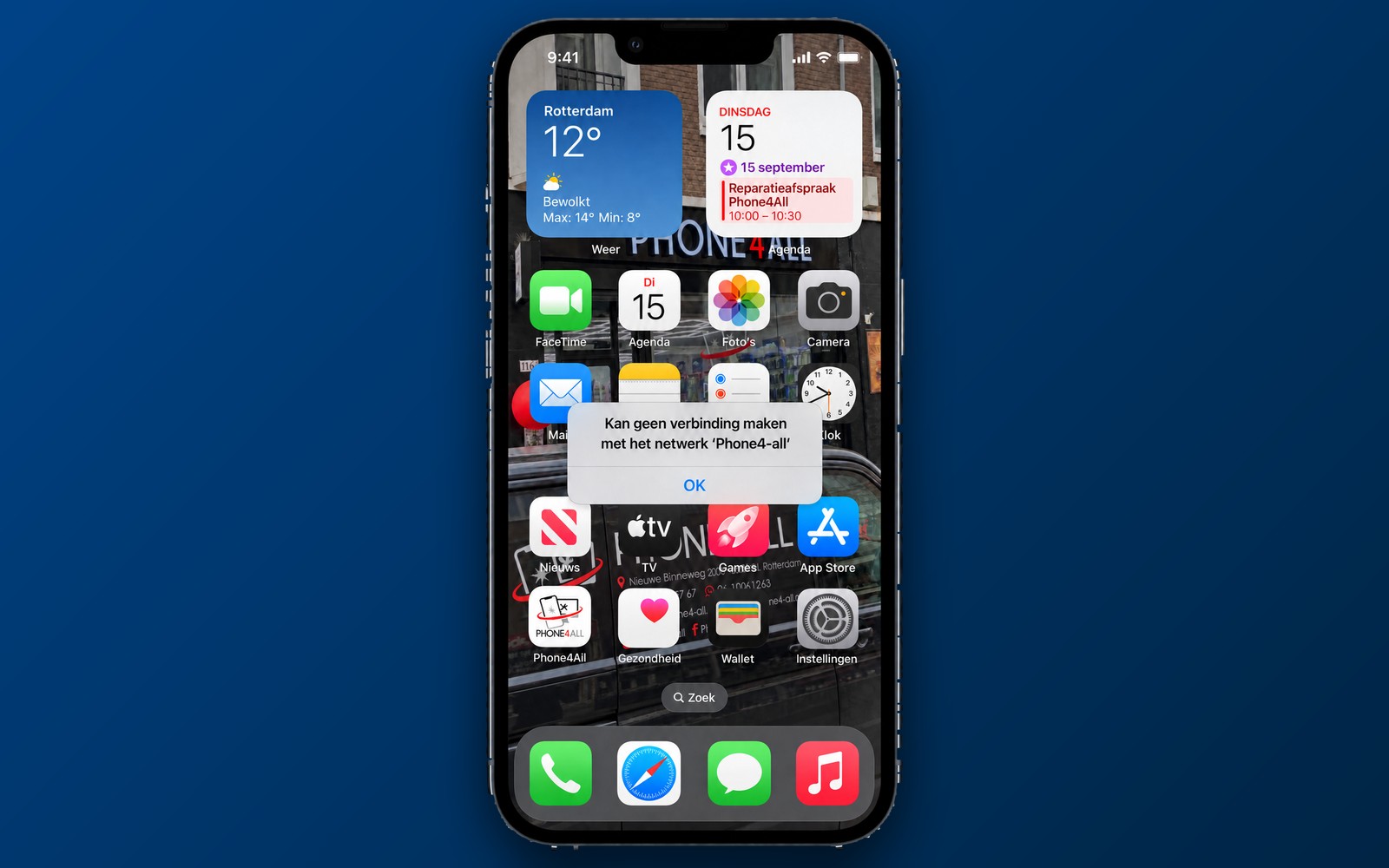 iPhone met de melding Kan geen verbinding maken met het netwerk